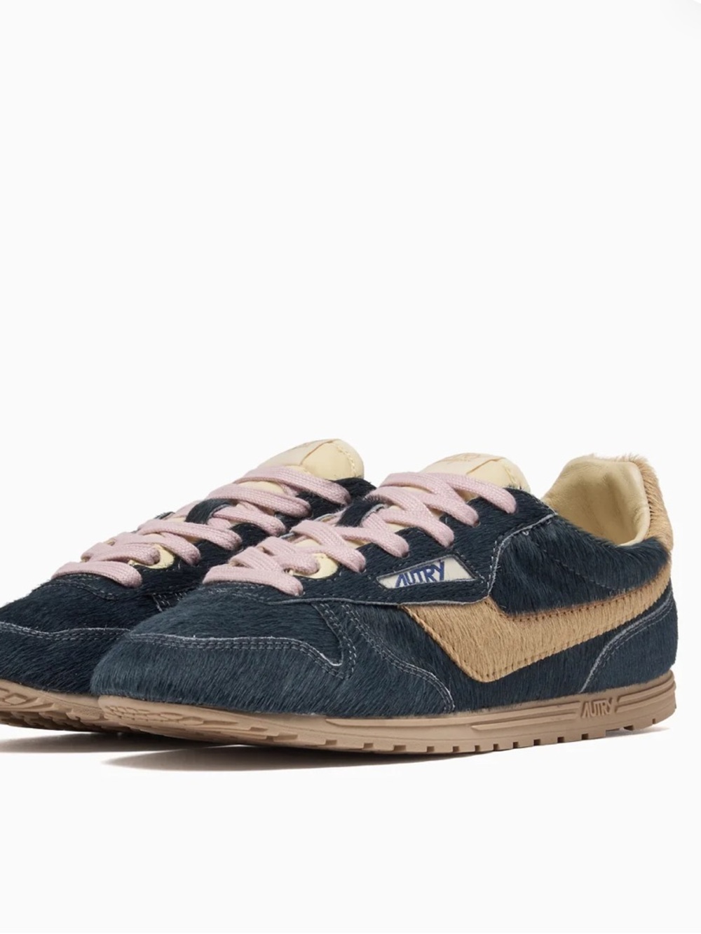 Autry Women's Windspin Low navy pink size Eu 37 US 7 sneakers leather calf hair